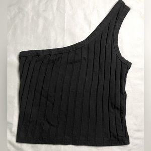 One shoulder black tank, barley worn!